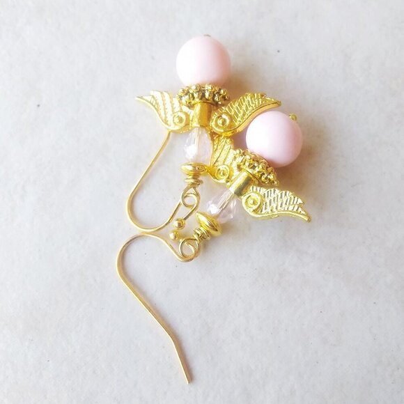 Guardian Angel Earrings! Gold & Pink Angels Wings! - Picture 5 of 8